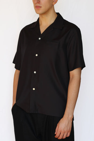 silk camp collar shirt - black – Commun des Mortels